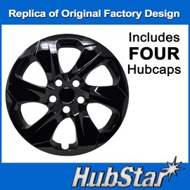 HubStar Hubcap Replacement for Toyota Rav4 2019-2024, 17-inch Wheel Cover, Gloss Black, Set of 4