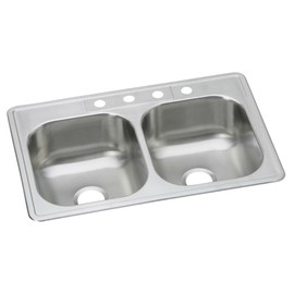Dayton DSE233224 Equal Double Bowl Top Mount Stainless Steel Sink