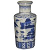 Oriental Furniture 12" Landscape Blue & White Porcelain Vase