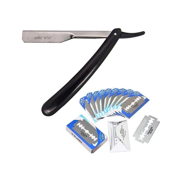 Aashta PR-1901 Navaja Para Barbero razurar peluquero color negro