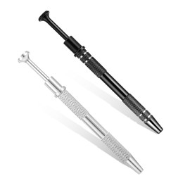 2 PCS Piercing Ball Grabber Tool Stainless Steel Jeweler Pick Up Tool Diamond Claw Tweezers 4 Claw Gem Picker Tool Pink Chip Pick for Small Parts Pickup (Black & Silver)