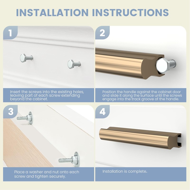 Peaha 10 Pack Adjustable Cabinet Drawer Pulls Overall Length 224mm(8-13/16inch)