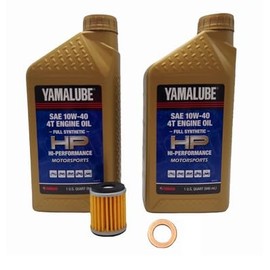 Yamaha YZ 250 FX (2015-2024) all Models Oil Filter Change Kit Yamaha Part# 5D3-13440-09-00 and 2 Quarts HI Performance Synthetic Oil Part# LUB-10W40-FS-12