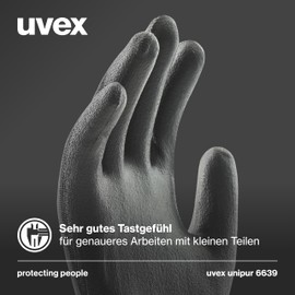 Uvex Unipur 6639 Work Gloves - 10 Pairs of Gloves for Work., black, 11/XXL