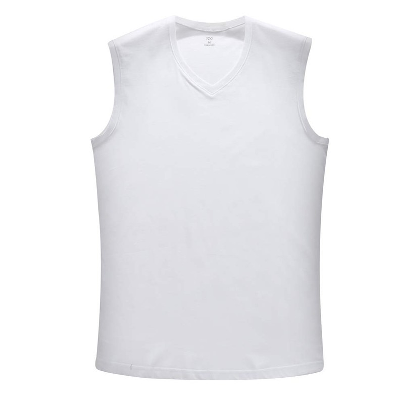 Y2Y2 Men's Sleeveless V-Neck T-Shirt, White, Big and Tall 4XL