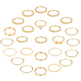 ONESING 25 Pcs Knuckle Rings for Women Stackable Rings Sets Vintage Joint Finger Rings Gold Rings Set for Women
