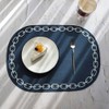 Artepele artificial leather oval chain embroidery table mat 2 pieces,