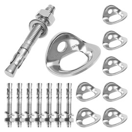 SYWAN Climbing Anchor Bolt 8 Set, Stainless Steel Bolt Hanger Climbing Hanger Bolts 25KN Heavy Duty Climbing Anchor Hangers for 3/8" Bolt for Home Gyms, Hammocks, Trailer Tie-Downs