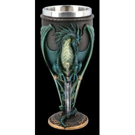 Dragon Fantasy Drinking Goblet - Skull Blade, Motif by Ruth Thompson | Wine Cup Decorative Item with Stainless Steel Insert, Height 18 cm