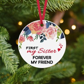 Sister Gifts from Sister Christmas Ornament Unique Sister Birthday Ceramic Ornament Adult Sisters Gifts From Sister Gift for Sister in Law Friendship Gift for Women Christmas Thanksgiving Gift