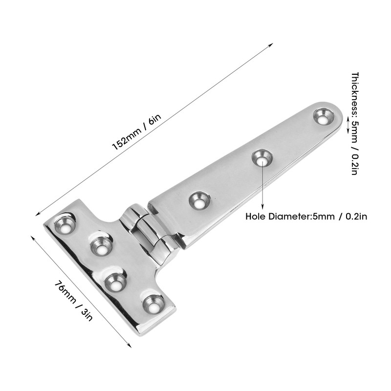 2pcs T shape Door Hinge 316 Stainless Steel Heavy Duty