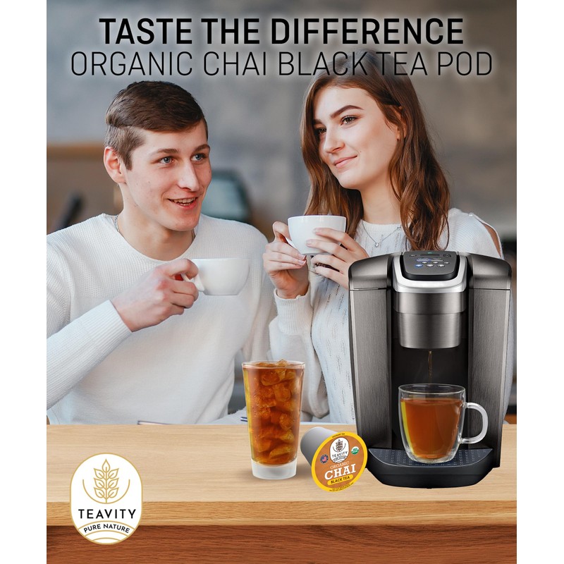Organic Chai Black Tea Pods for Keurig Naturally Caffeinated by