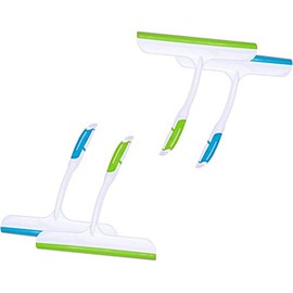 Pack of 4 practical squeegees with soft grip for glass/shower screens/floor and much more.