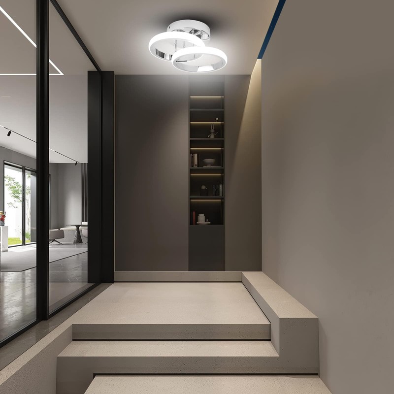 EIDISUNY LED Ceiling Light Modern Light Fixture Ceiling Silver Round