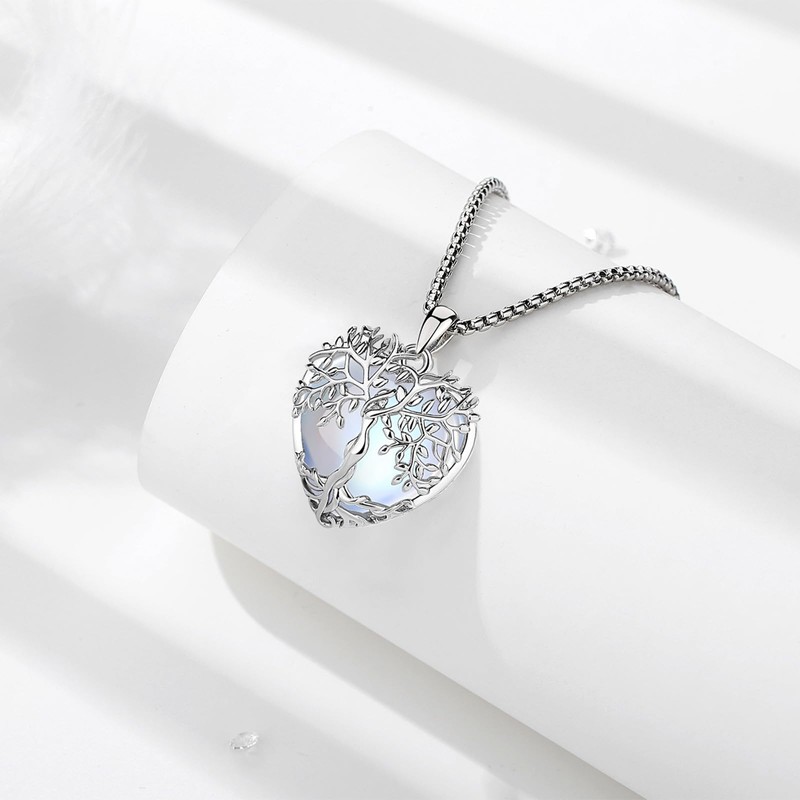 AEONSLOVE Moonstone Necklace for Women Ladies Tree of Life Necklace