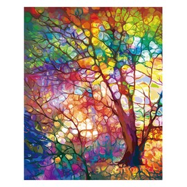 SUMGAR DIY Paint by Numbers Kit for Adults Beginner Tree Life Paint by Numbers 16x20 Inch Without Frame Abstract Colorful Acrylic Oil Painting Drawing Craft Work Set with Brushes