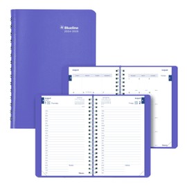 Blueline® Essential Academic Daily/Monthly Planner, August 2024 to July 2025, Twin-Wire Binding, Soft Vicuana Cover, 8" x 5", Dusty Purple (CA201F.03-25)