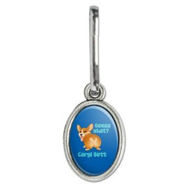 Guess What Corgi Butt Funny Joke Antiqued Oval Charm Clothes Purse Suitcase Backpack Zipper Pull Aid