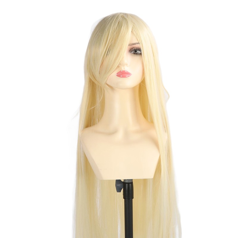 Women Long Blonde Wig with Bangs Synthetic Secure Fit Heat