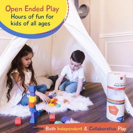 JOY2B Toddler Toys Wooden Stacking Blocks - Montessori Toys for Boys and Girls Toys for Kids Wooden Toys - Deluxe Hardwood Rock Stacking Toys - Gifts for Girls and Boys - 18 Piece Set (Rainbow)