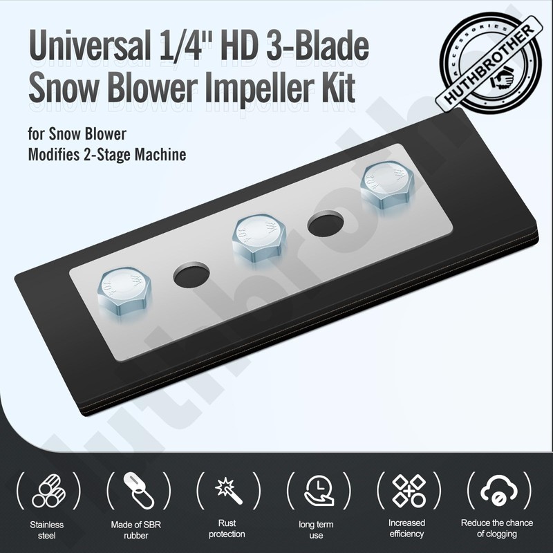 Snow Blower Impeller Modification Kit - 1/4" 3-Blade Universal, for