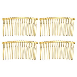 VOCOSTE Pack of 4 Anti-Slip Hair Side Combs Accessories Metal Gold Tone 3 Inches