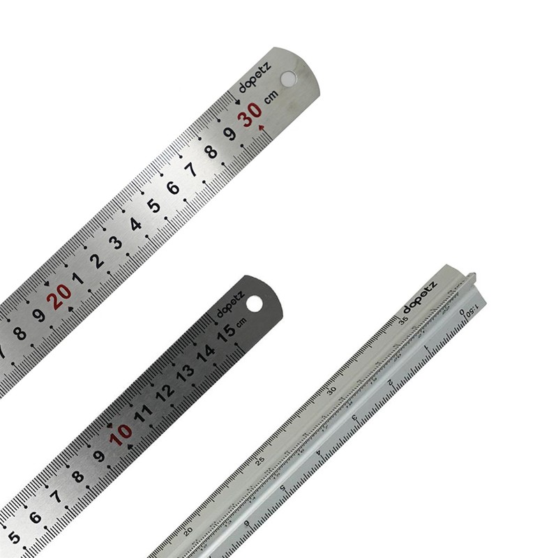 Dapetz ® 3 Pcs Set Stainless Steel Ruler Metal Double