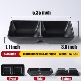 Ntwoiee 6 Pcs Dual Dipping Sauce Bowls Soy Sauce Dish Bowls Two Compartments Party Trays Divided Fondue Plates for Restaurant Kitchen Sushi Soy