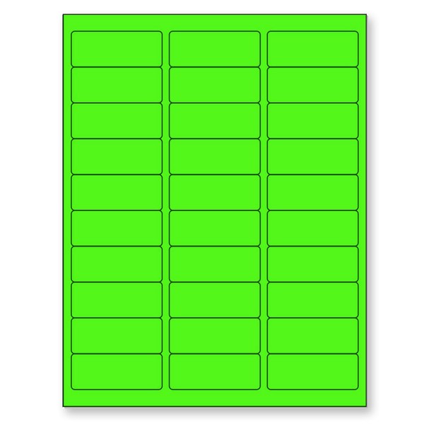 NextDayLabels - 8-1/2 x 11" Neon Color High Light Fluorescent Labels for Laser & Inkjet Printer (Green Fluorescent, 1" x 2-5/8" - 30 Per Page | 750 Labels)