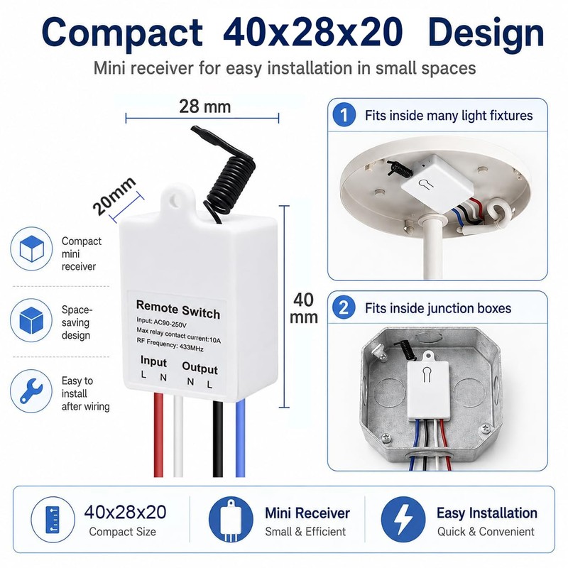 QIACHIP Wireless Switch with Remote Control 230 V, 433 MHz