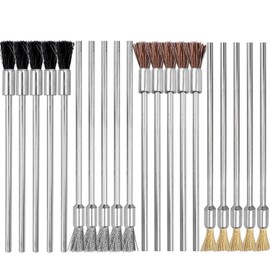 Gasea 20pcs Mini Cleaning Wire Brush Tool, 3mm Shank Extended Drill End Brushes Pen Polishing Attachment Kit Grinder Rotary Tools