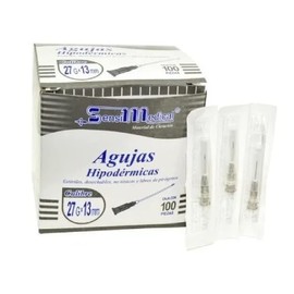 Aguja Hipodérmica de 27gx13Mm Pabellón Gris Caja 100 con Unidades