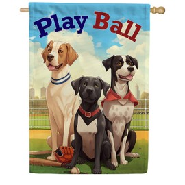America Forever Play Ball Dogs House Flag Baseball 28 x 40 inch Double Sided Ready To for Outdoor Dog Flag Yard Decoration