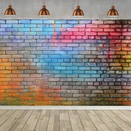 2.4 x 1.8 m Photo Background Brick Wall Colourful Brick Photography Background Baby Shower Birthday Party Wedding Graduation Home Decorations Banner Photo Wall Photo Box Photo Studio Props