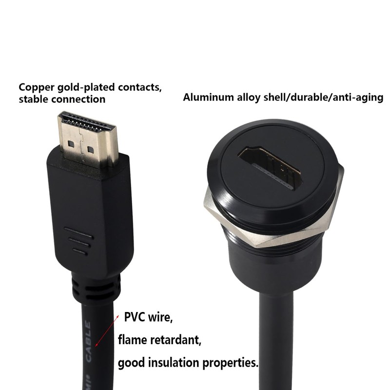 PENGLIN HDMI Panel Mount Extension Cable, HDMI 2.0 Male to