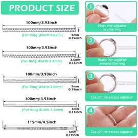 71PCS Ring Size Adjuster for Loose Rings, 8 Sizes Ring Band Sizer Invisible Rings Sizers Measuring Tool Spiral Ring Tightener Resizer for Jewelry Spacer Stickers