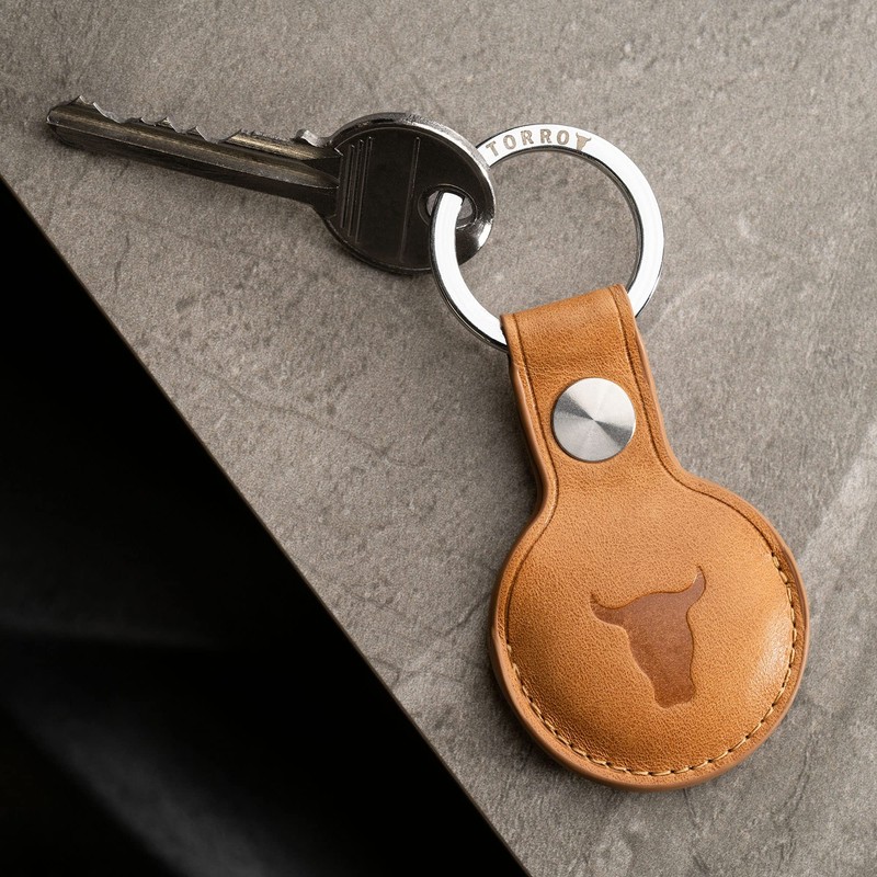 TORRO Llavero AirTag - Funda AirTag de cuero genuino con