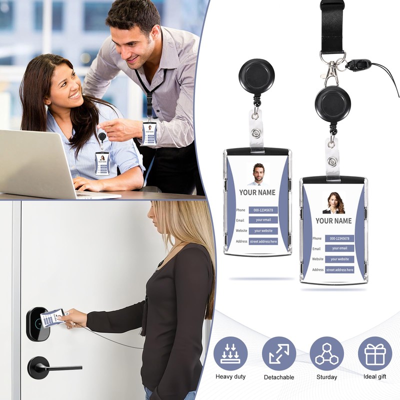 ID Badge Holder Retractable with Reel Clip Keychain,Lanyards for Cruise