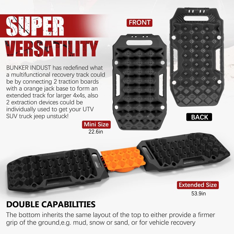 BUNKER INDUST Offroad Traction Boards with Jack Base,Multifunctional Extendable Recovery