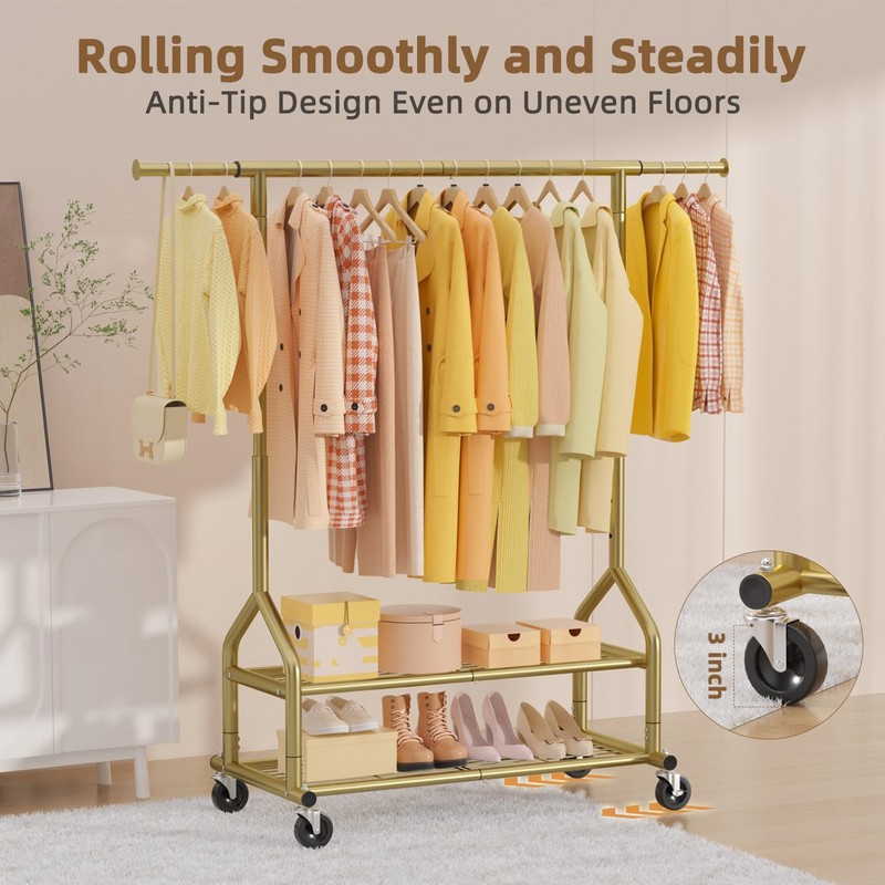 EAGMAK Heavy Duty Clothes Rack Load 556 LBS, Rolling Clothing