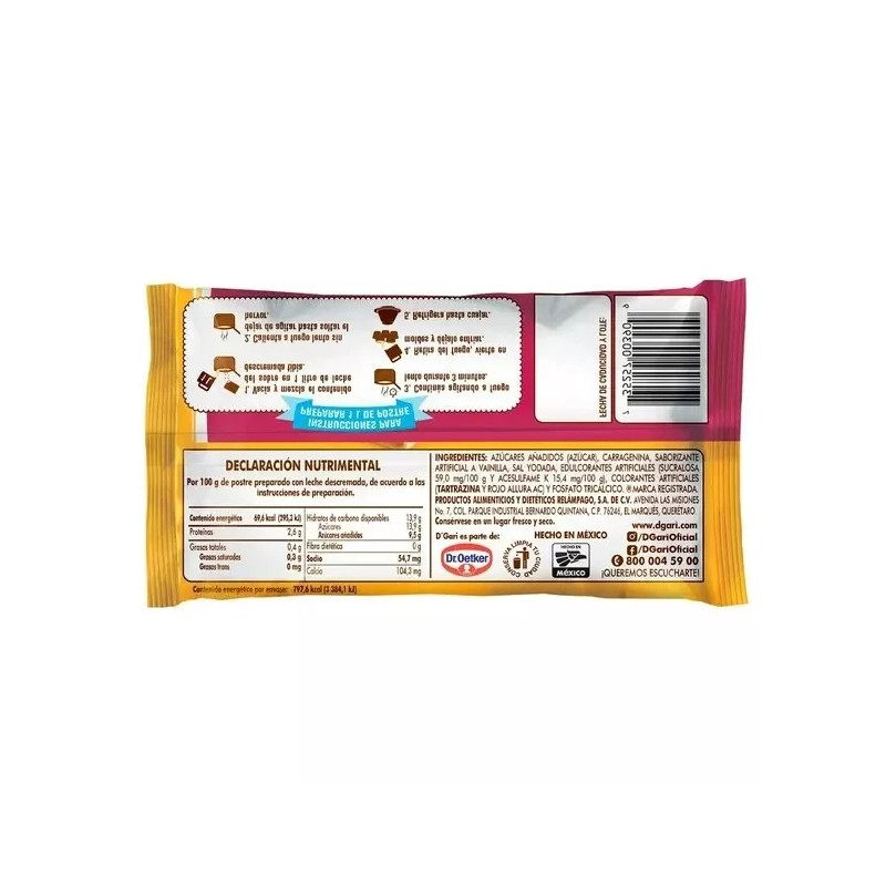 D'Gari~Flan D' Gari sabor Vainilla 115 g~Get 10/120g