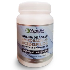 VeraLife | Suplemento Alimenticio – Inulina de Agave en Polvo – 300 gr | Suplementos Alimenticios con Prebioticos y Probioticos | Multivitaminico para Hombres, Multivitaminico para Mujer