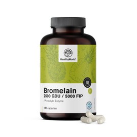 HealthyWorld® Bromelain 500 mg - 180 Capsules - 6 Month Supply - High Content - 500 mg, 2500 GUD, 5000 FIP - Made from Pineapple - Proteolytic Enzyme - Supports Digestion