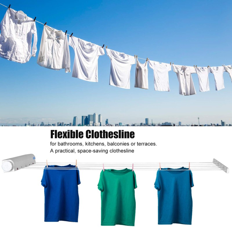 Retractable Washing Line, Tumble Dryer Rope for Indoor and Outdoor