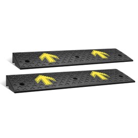 DNA MOTORING 2pcs 3" Rise Rubber Arrow Curb Ramp Heavy Duty Loading Driveway Ramp Threshold Ramp 37.4 in L x 9.8 in W x 3.1 in H for Loading Dock, Warehouse, Wheelchair, Motorcycles, Cars, TOOLS-00649