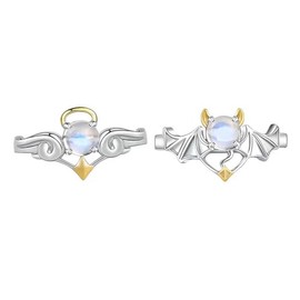 Lnnmomn Angel Devil Matching Promise Rings for Couples,Couple Matching Rings for Woman and Man (B)