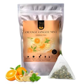 Tealeaf & Co. Orange Ginger Mint Tea Blended with Fresh Herbs and Spices - Herbal Tea Bags with Orange Peel, Ginger, Star Anise, Spearmint & Lemon Grass - Low Caffeine - Gluten Free - 50 Teabags