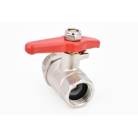 Ball Valve 1/2 Inch Internal Thread x 3/4 Inch External Thread, Nickel-Plated Brass, 30 Bar, -0 °C to 120 °C, Extended on One Side Toggle Handle