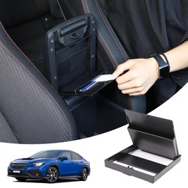 Daeiclru Car Armrest Hidden Storage Box Compatible with Subaru WRX 2022 2023 2024, One Touch Hidden Center Console Storage Organizer Box Armrest Storage Box Accessories