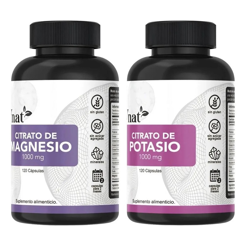 Citrato De Magnesio Y Potasio Vnat 1000mg 120Cp Bienestar Muscular